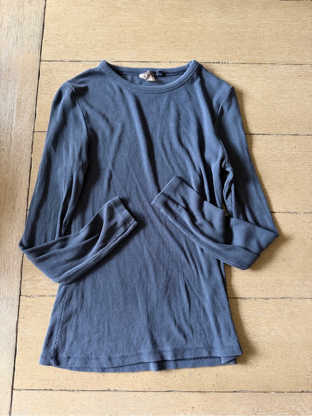 Old Navy Long Sleeve Ribbed Crewneck Top - Slate Gray Blue